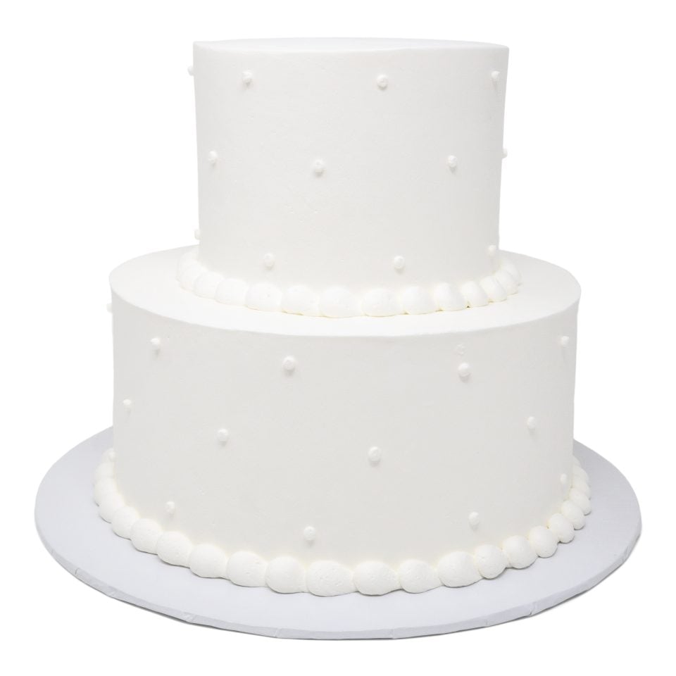 2 tier cake white single dots scaled