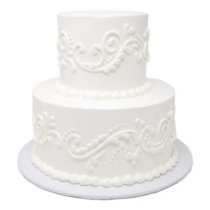 2 tier white cake piping scaled