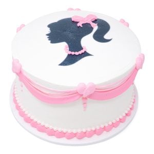 barbie pink white cake scaled
