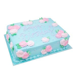blue cake pink flowers 1