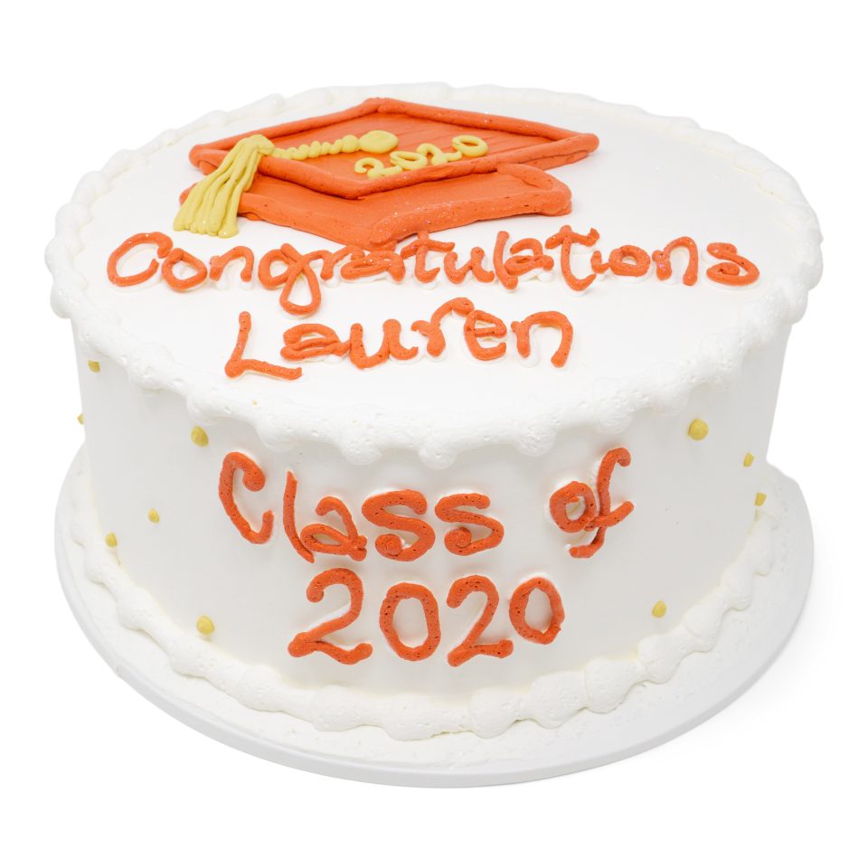 graduation cake red gold scaled