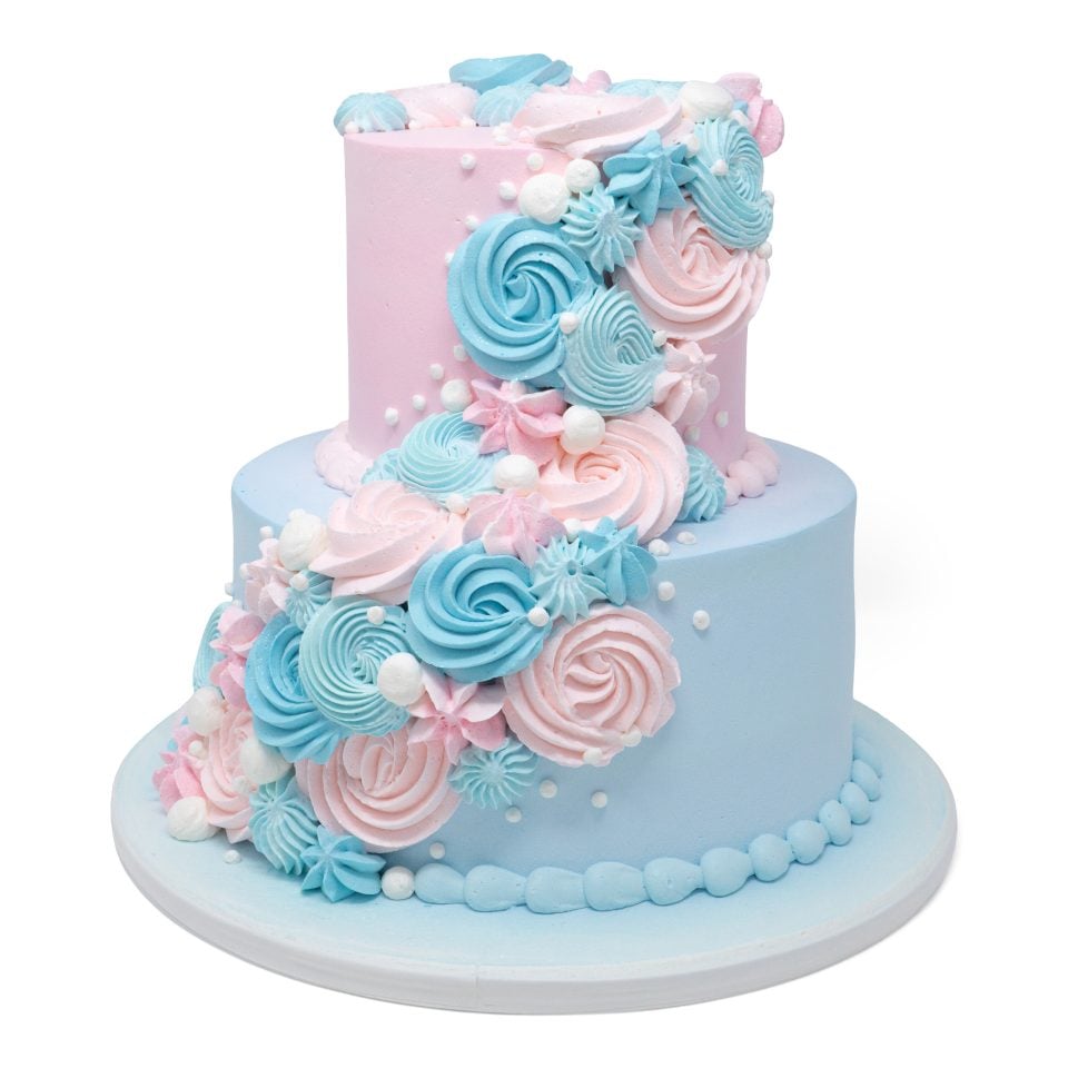 pink and blue 2 tier cake scaled