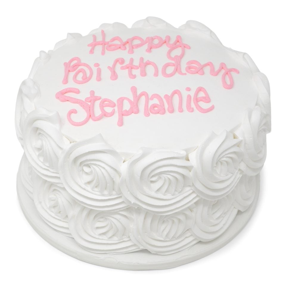 white rosette birthday cake scaled
