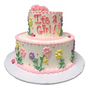 its a girl 2 tier flowers cake