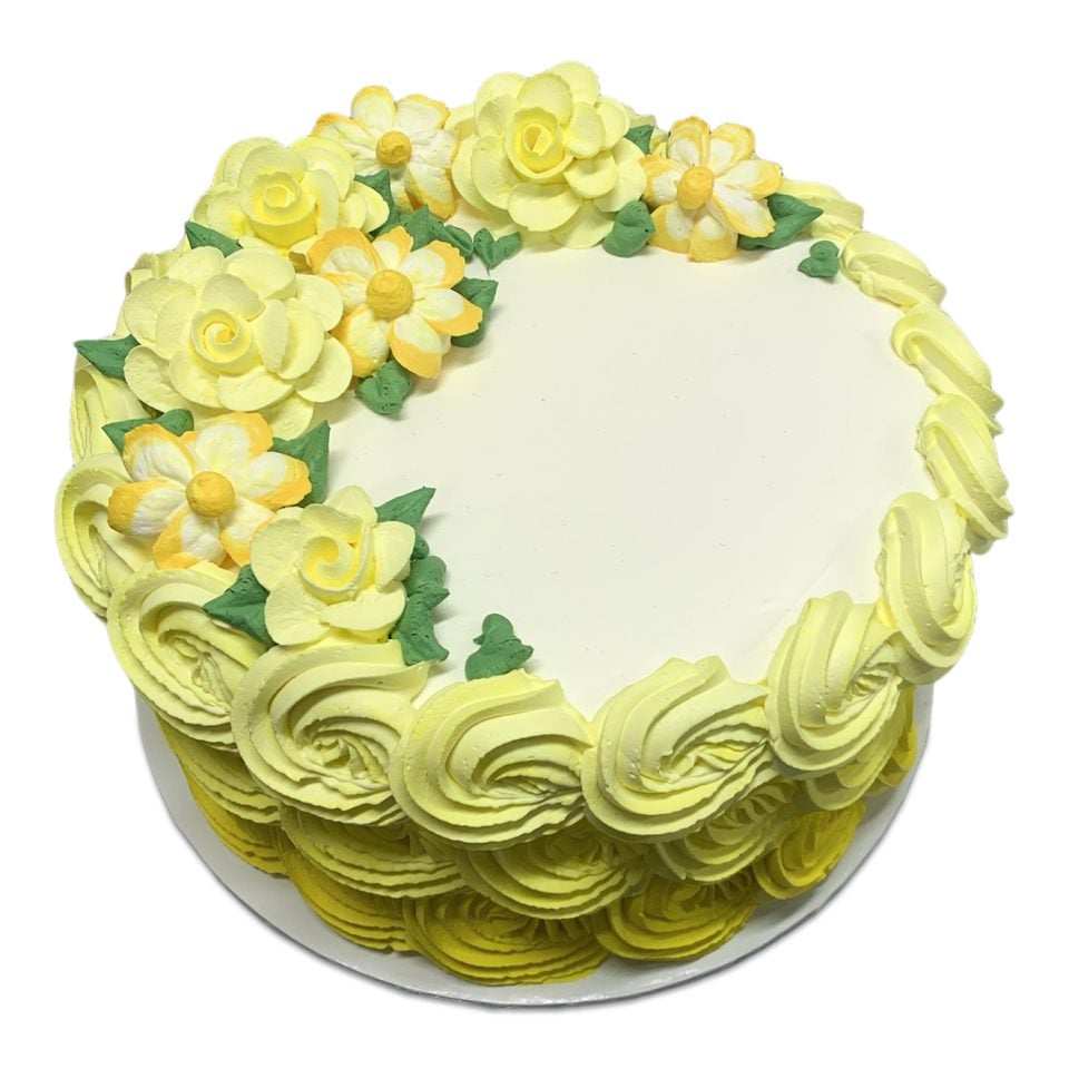 rosettes flowers yellow cake